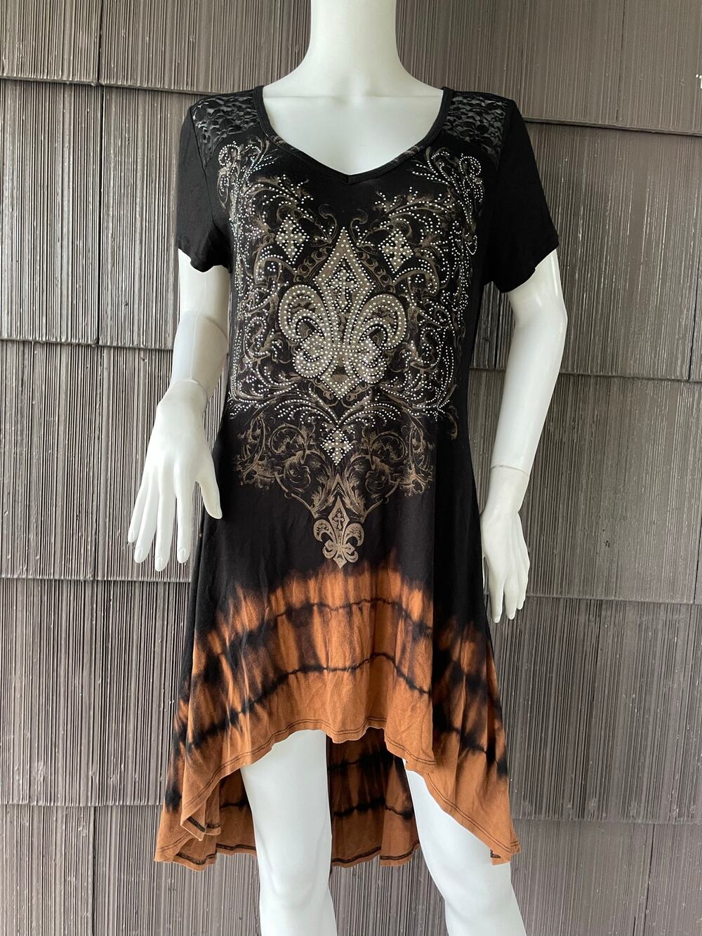 🔥Vocal Y2K Crystal embellished tie dye hi low dress artsy bohemian southwestern